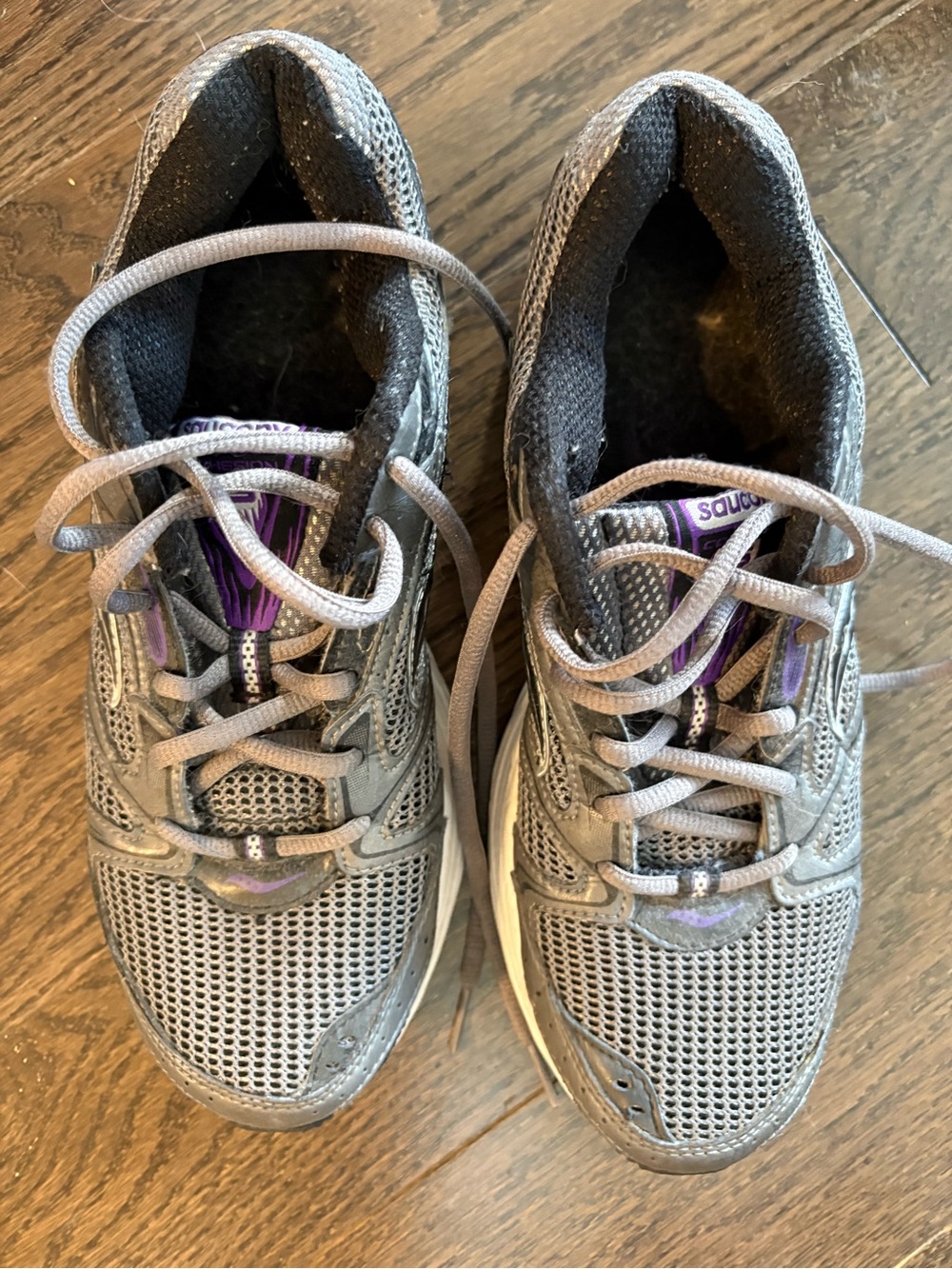 Saucony Gray and Purple Mesh Athletic Sneakers